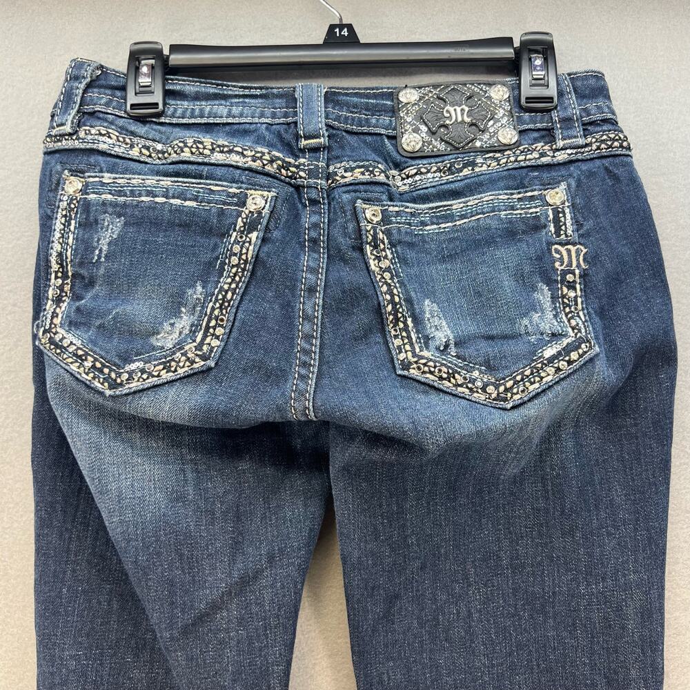 Miss Me Jeans Women's Size 27(4)Signature Boot Crystal Metallic Stitching Bling